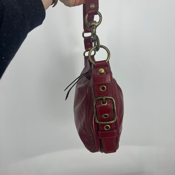 Y2K Coach Shoulder Handbag Zoe Red Patent Leather Authentic E0873-12735 - Picture 7 of 14